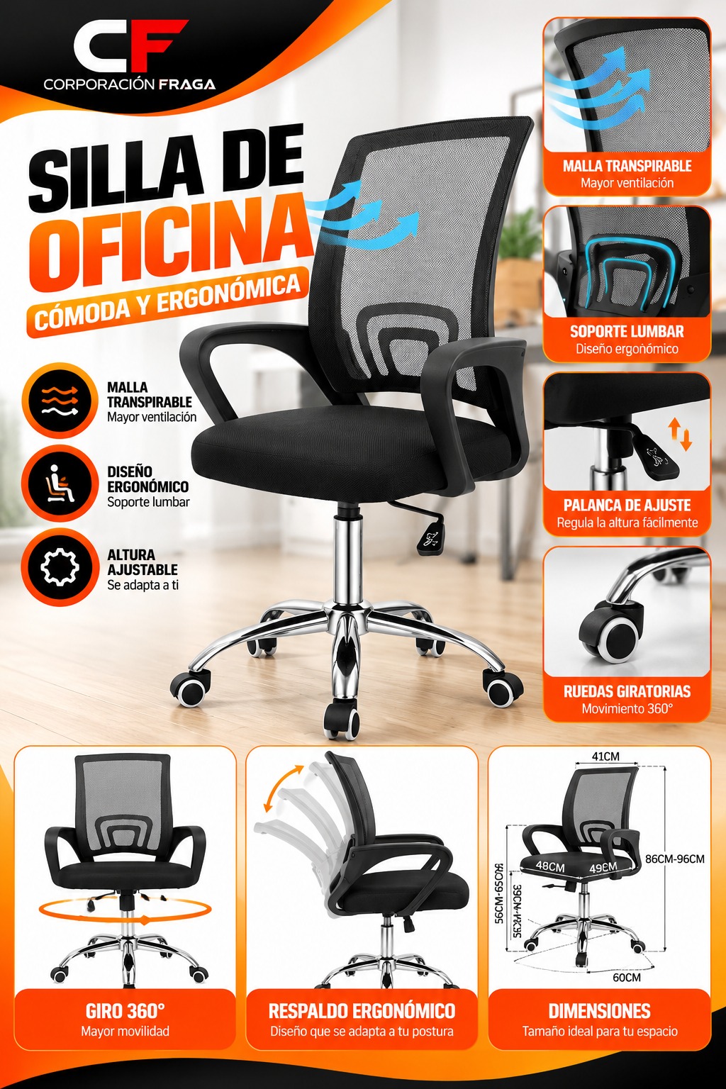 SILLA DE OFICINA ERGONOMICA